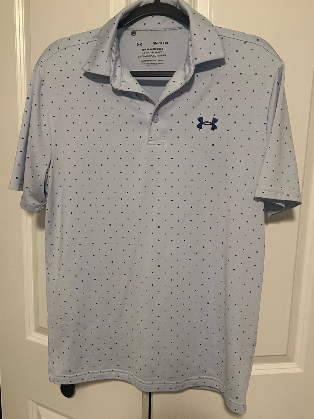 Under Armour Light Blue Polo with Navy Dot Logo